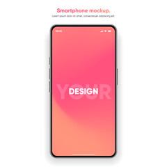 Poster - Realistic smartphone mockup. Mobile phone vector with isolated on white background. Device front view. 3D mobile phone with shadow. Realistic, high quality smart phone mockup for ui ux presentation.