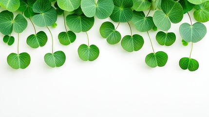 Wall Mural -   A green plant arrangement against a white backdrop, including copy in the bottom right corner