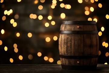 Wall Mural - Picture of an aged oak wine barrel with a black backdrop