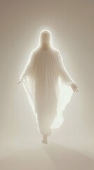 Wall Mural - Jesus glowing softly on a neutral background, symbolizing peace and hope