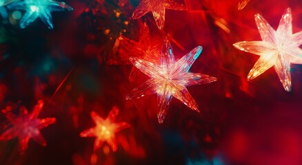 Poster - Adorning a Christmas tree with decorations against a shimmering backdrop