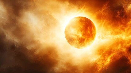 Poster - Stunning Solar Event Ignites the Sky in Radiant Orange Hues at Noon
