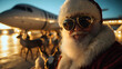 © IA Tuga - Santa Claus with Reindeer and Luxury Jet at Sunset