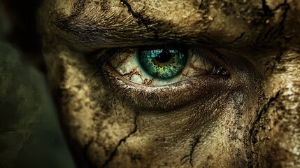 Poster - Intense Close-Up of Eye with Textured Skin and Distressed Features