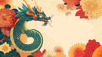  A Chinese New Year 2025 poster design template featuring the Year of the Snake, showcasing traditional motifs and vibrant colors to celebrate the upcoming lunar year.