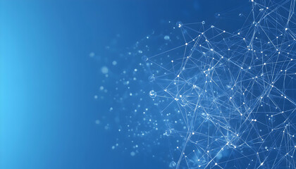 Wall Mural - transparent hydrogen molecules in a clean, minimalist network design against a blue background, repr