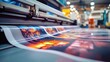 © zakiroff - Vibrant color print on large format digital printing machine in professional print shop, showcasing modern printing technology concept