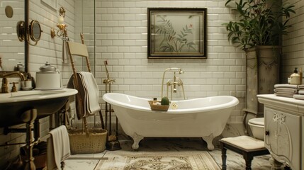 Luxurious classic bathroom decor with a traditional touch, AI generated images