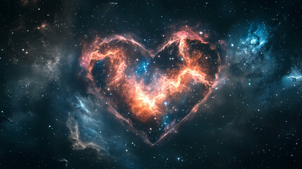Wall Mural - A cosmic heart shape formed by swirling nebulae and stars in a deep space scene. celestia. illustration. Celestia. Illustration