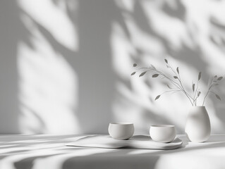 Poster - A gray studio room with soft lighting serves as a backdrop for product display in this stock photo