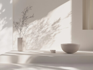 Poster - A gray studio room with soft lighting serves as a backdrop for product display in this stock photo