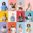 © Pixel-Shot - Set of different working women on color background