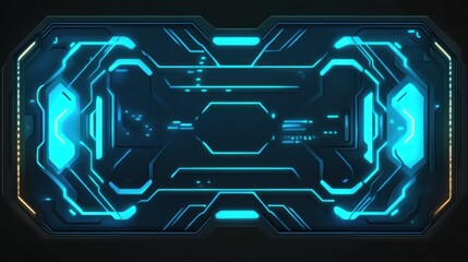 Futuristic blue glowing tech interface panel.