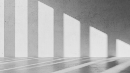 Poster - Soft shadows stretch across a minimalist white wall, creating a calming atmosphere in a bright room flooded with natural light