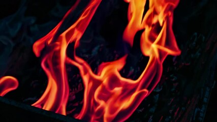 Poster - Vibrant flames in dark surroundings, abstract art. Fire and energy concept