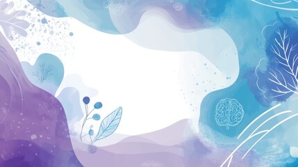 Wall Mural - world brain day abstract background. featuring cool blues, purples, and whites. focusing on brain he