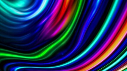 Poster - Vibrant abstract wave pattern with rainbow colors, digital art. Modern design and creativity concept