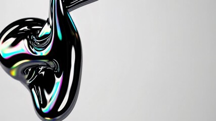Poster - Liquid chrome abstract form with iridescent highlights, modern art concept