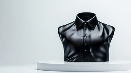 Modern black shirt with a classic collar, isolated against a bright white backdrop, apparel photography for commercial use
