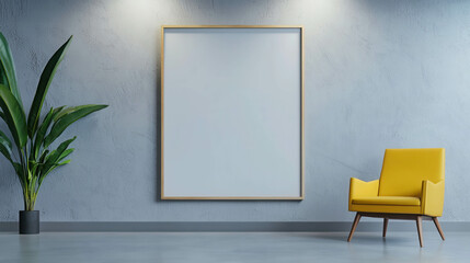 Poster - Large Empty Frame with Matte White Finish on Wall in Modern Interior Setting