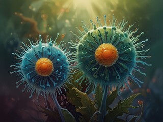 Wall Mural - virus in the microscope