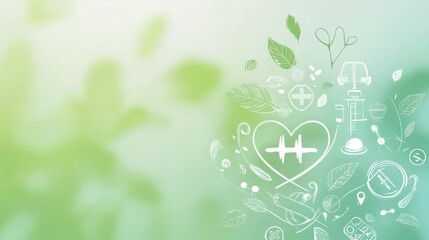 World Health Day abstract background. Featuring soothing blues, greens, and whites. Focusing on wellness, awareness, and health. Perfect for healthcare campaigns and medical promotions