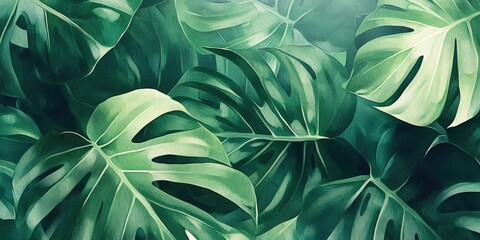 Wall Mural - Green leafy plant with a lot of leaves. The plant is full and lush