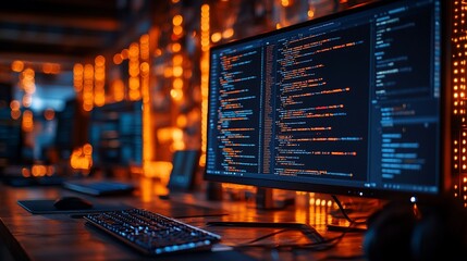 Computer Screen Displays Lines Of Programming Code