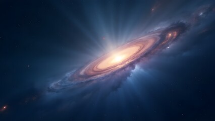 Wall Mural - A single glowing star in a vast, abstract cosmic background