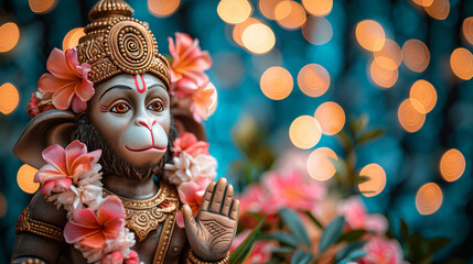 Vibrant banner showcasing the god Monkey Hanuman Yanti, in an intricate and captivating design