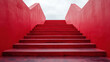© Keopaserth - striking view of red stairs leading up to flat platform, creating bold architectural statement. vibrant color and clean lines evoke sense of modernity and intrigue