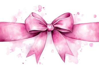 Canvas Print - Watercolor Painting of a Pink Ribbon Bow