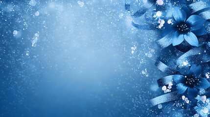 Aufkleber - Blue floral background with soft bokeh and subtle texture, perfect for design projects