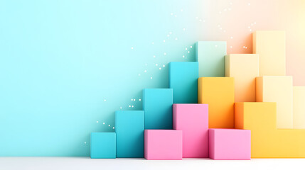 Poster - Colorful stacked blocks forming a graph against a gradient background