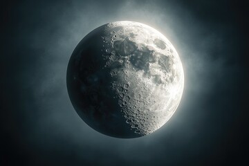 a digital art representation of earth and the moon with intricate crater details on the moon, set ag