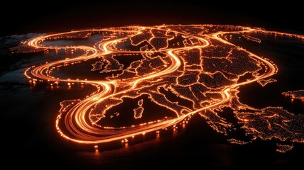 Poster - Fiery Trails of European Infrastructure: A Nighttime Network Visualization