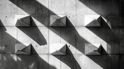 Poster - Abstract Concrete Wall with Geometric Shapes and Shadow Play