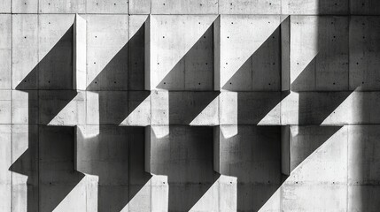 Aufkleber - Abstract geometric wall patterns with shadows in grayscale tones