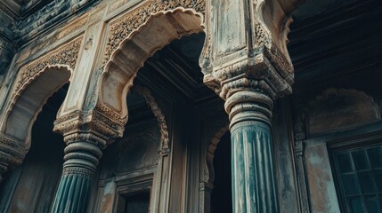 Poster - Intricate Architectural Details of Ancient Column and Arches