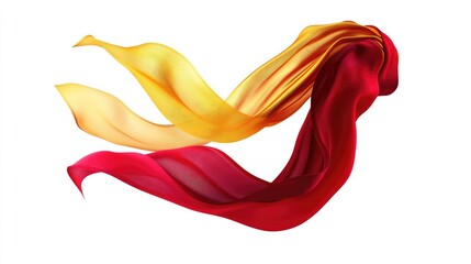 Poster - Abstract D flowing ribbons in bright red and gold hues, creating a sense of movement. No text, no people.