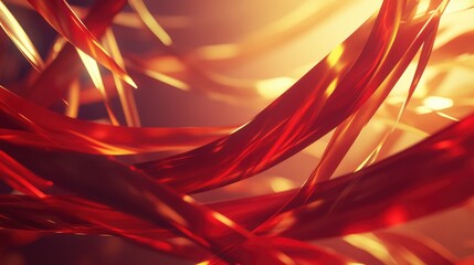 Poster - Abstract D flowing ribbons in bright red and gold hues, creating a sense of movement. No text, no people.