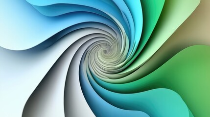 Poster - Abstract D spiral design with a glowing gradient transitioning from blue to green. No text, no people.