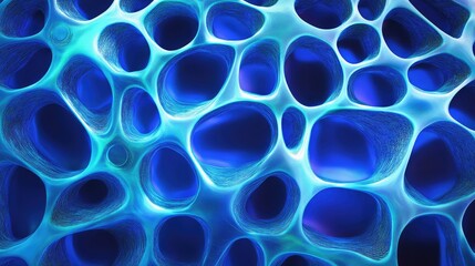 Poster - abstract ai-generated organic textures with glowing blue and green elements, offering open space for