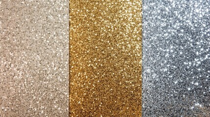Poster - Abstract holiday glitter background with a gradient from gold to silver and sparkling effects. No text, no people.