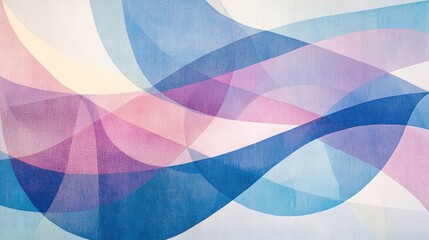 Poster - Abstract pastel background with overlapping translucent shapes in soft blues, pinks, and purples. No text, no people.