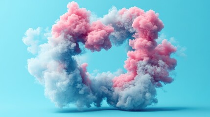 Poster - ai-created abstract cloud-like formations with soft pastel colors of pink, blue, and white against a