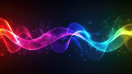 Poster - ai-created dynamic light patterns in neon colors against a dark background, leaving room for visuals