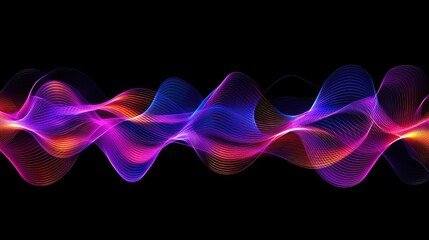 Poster - ai-created dynamic light patterns in neon colors against a dark background, leaving room for visuals