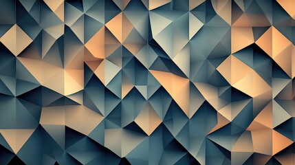 Canvas Print - AI-designed geometric abstract pattern of cubes and pyramids in metallic hues, with clear space for adding text or logos.