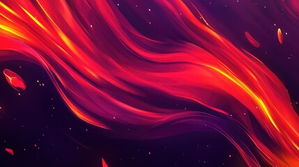 Canvas Print - AI-generated abstract light streaks in vibrant hues of red and orange with motion effects on a dark background. No text, no people.